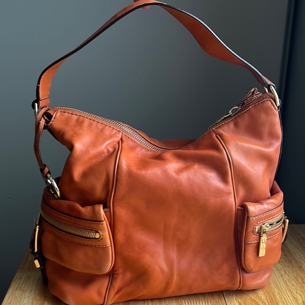 Michael Kors Soft Orange Leather Hobo Bag
